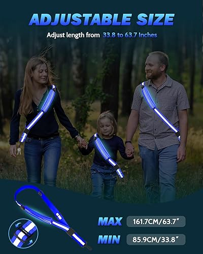 Miniatura 4 de LED Reflective Belt Sash - 5 Lights Colors & 3 Light Modes High Visibility Night Safety Belt, Rechargeable Light Up Running Gear Adjustable Vest