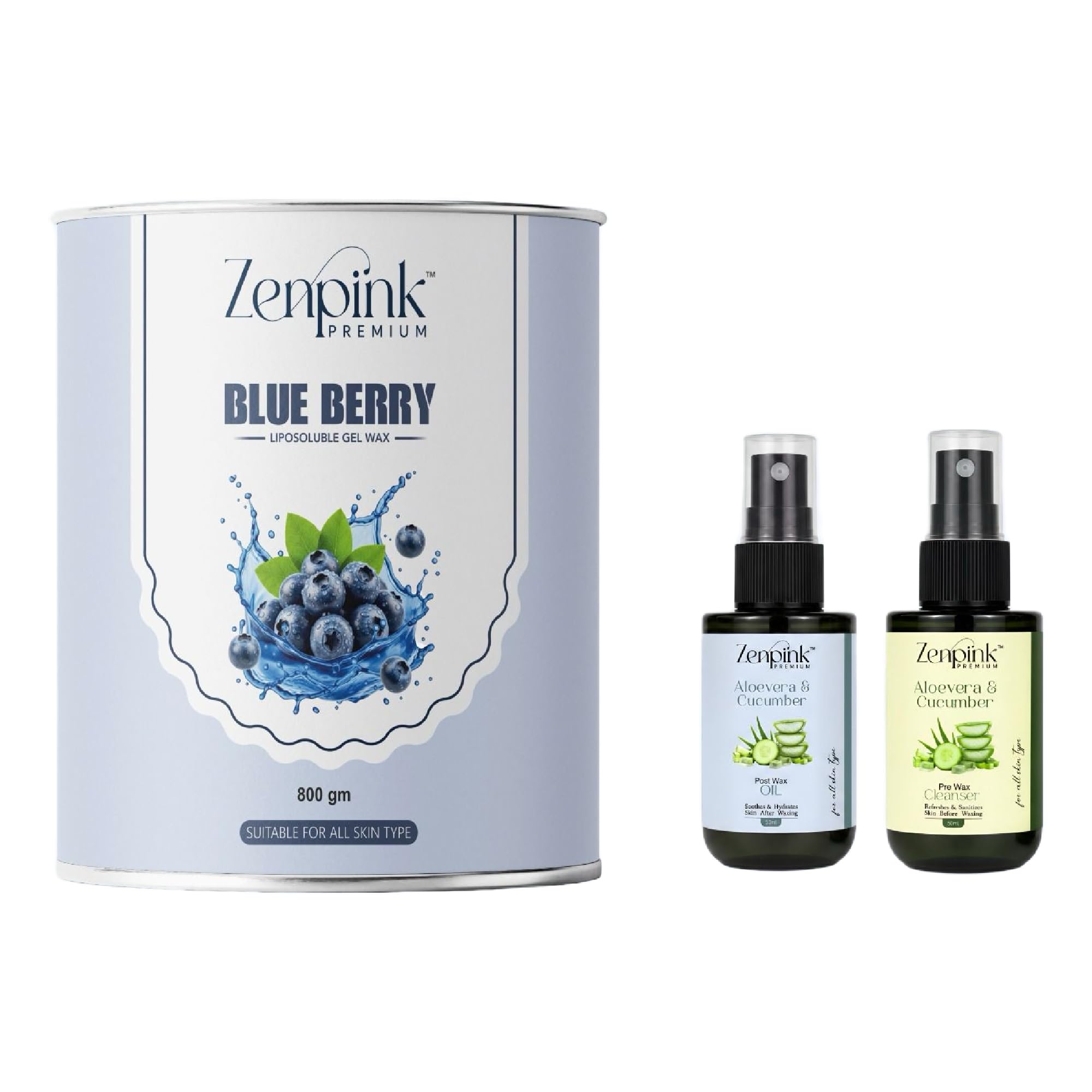 ZENPINK Premium Liposoluble Gel Wax for Hair Removal | 800g | Suitable for All Skin Types | Smooth & Gentle Waxing | Salon-Style Hair Removal for Face, Arms, Legs & Brows (BLUE BERRY)-image-10