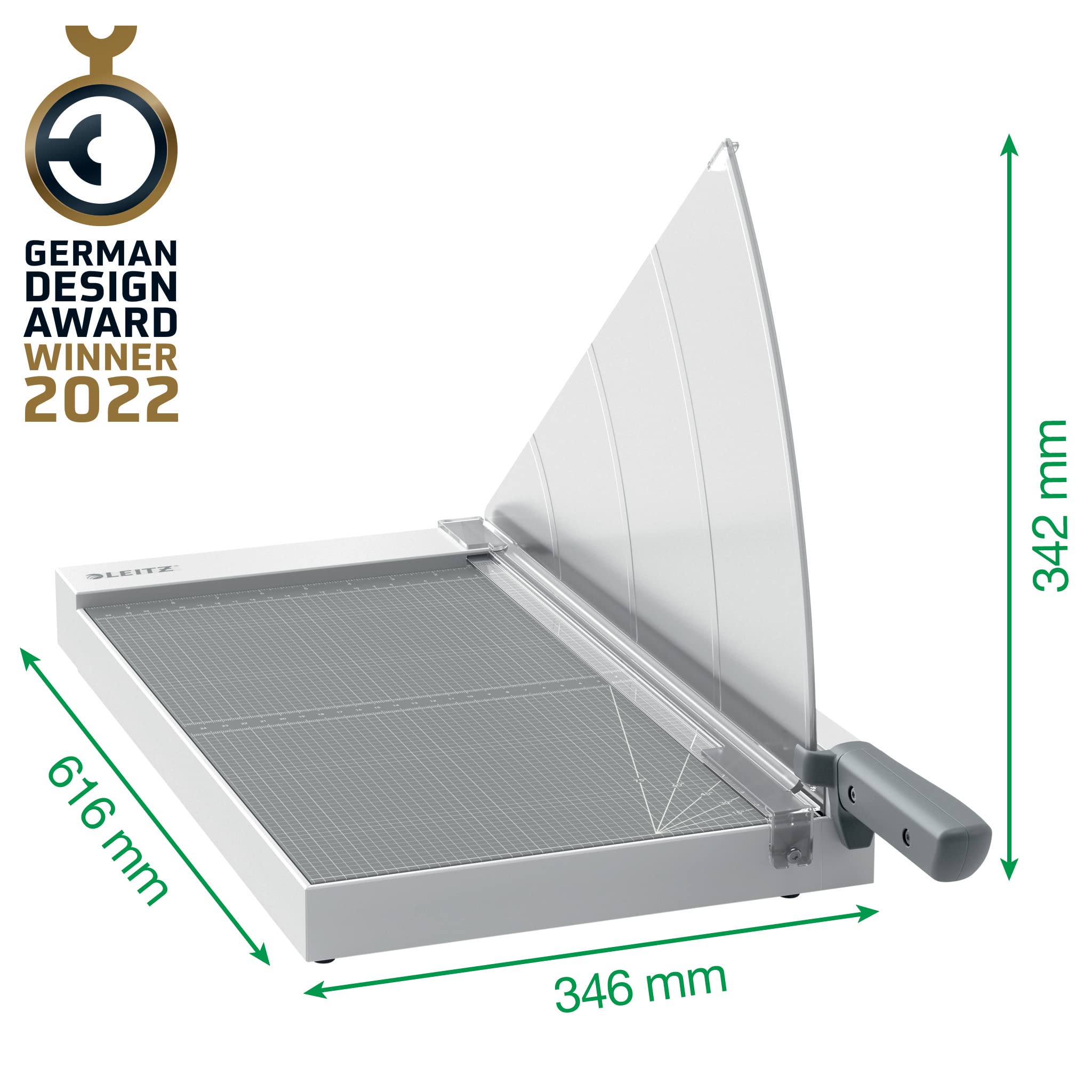 Leitz Precision Home Office 90200000 - Cisaille A3, Capacité 10 Feuilles, Longueur de Coupe 457 mm, Lame en Acier, Repères d'Alignement, Ligne de Coupe Lumineuse & Protège-Lame