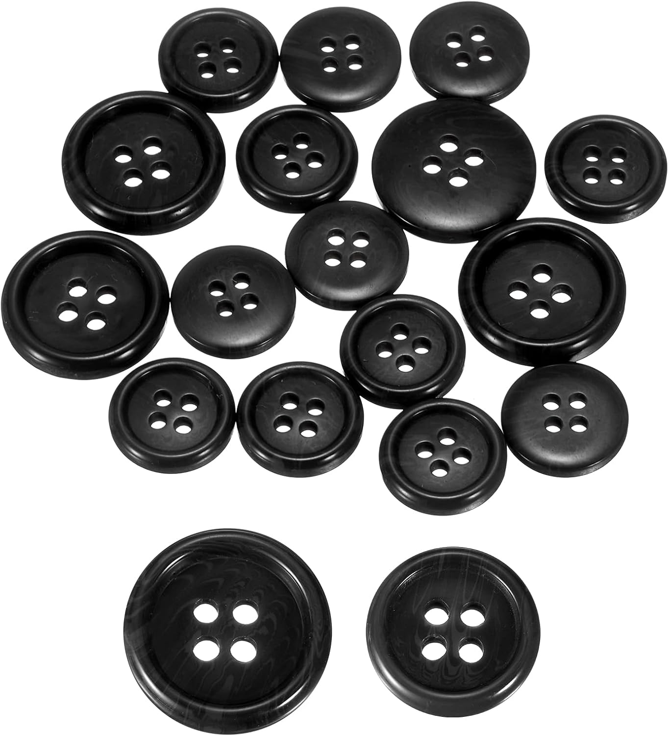 HARFINGTON 16pcs Suit Buttons 20/15mm Replacement Craft Sewing Round Button for Jacket Windbreaker Clothing Decoration DIY Accessories, Black