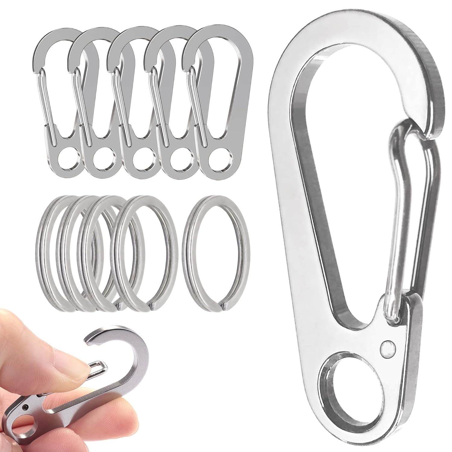 5 pieces Calabina mini carabiner snap hook SUS420J2 Stainless