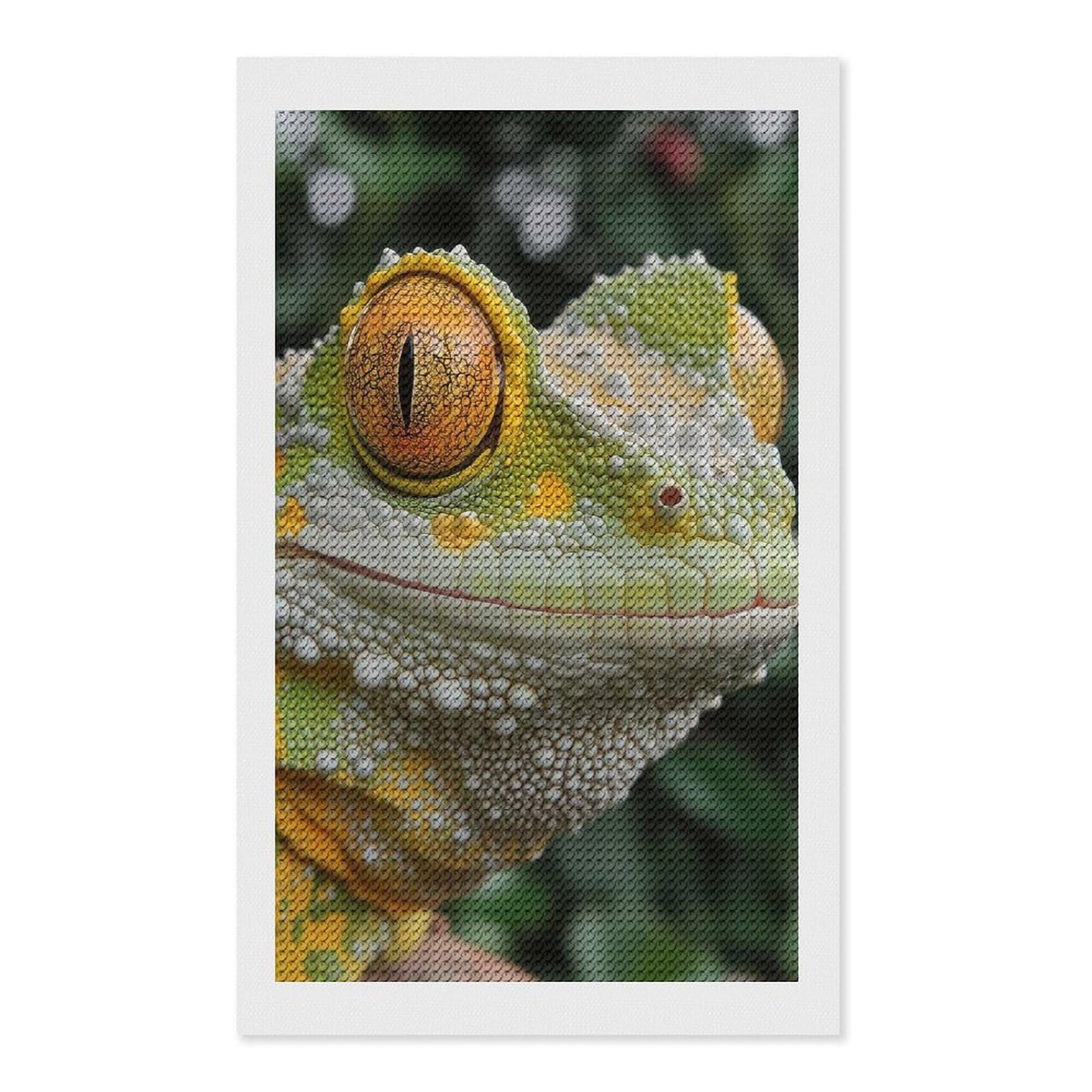 Junmoney Close-up of A Geckos Face DIY Diamond Art Canvas Kit 12"x20", for Teens, Aesthetic Room Decor, Farmhouse Decor, Canvas Picture, Birthday Gift