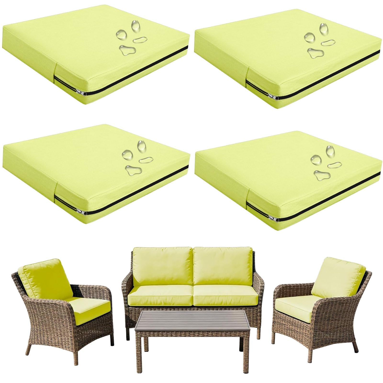 Replacement Outdoor Cushion Covers Waterproof, 65x65 60x60 50x50cm set of 6/4/2/1 Garden Sofa Seat Cushion Slipcover With Zipper for Chairs, Patio and Rattan furniture(Color17,63x68x12cm(4pcs)) — image 1