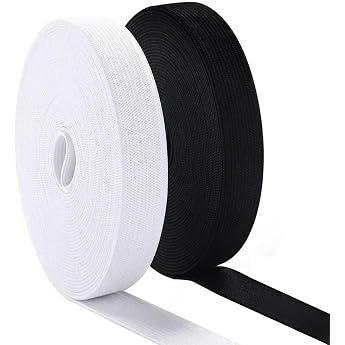 20 Metres Elastic Band Sewing Pack of 2 Elastic Band Elastic Band Black White Elastic Band for Trousers Elastic DIY Craft Fabrics for Sewing   Not Easily Deformable Elastic Band 15 mm Wide