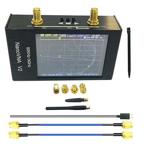 Miniatura 6 de NanoVNA V2 2.8 '' 3G SAA2 Analizador de red vectorial 10KHz  3GHz onda corta HF VHF UHF Antena Duplexor Filtro Aluminio Shell Baterry VSWR Fase