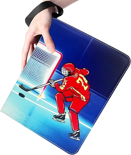 Miniatura 7 de Carpeta de tarjetas de hockey con 900 bolsillos, para coleccionistas de tarjetas, 9 bolsillos con 50 fundas extraíbles para tarjetas de hockey y