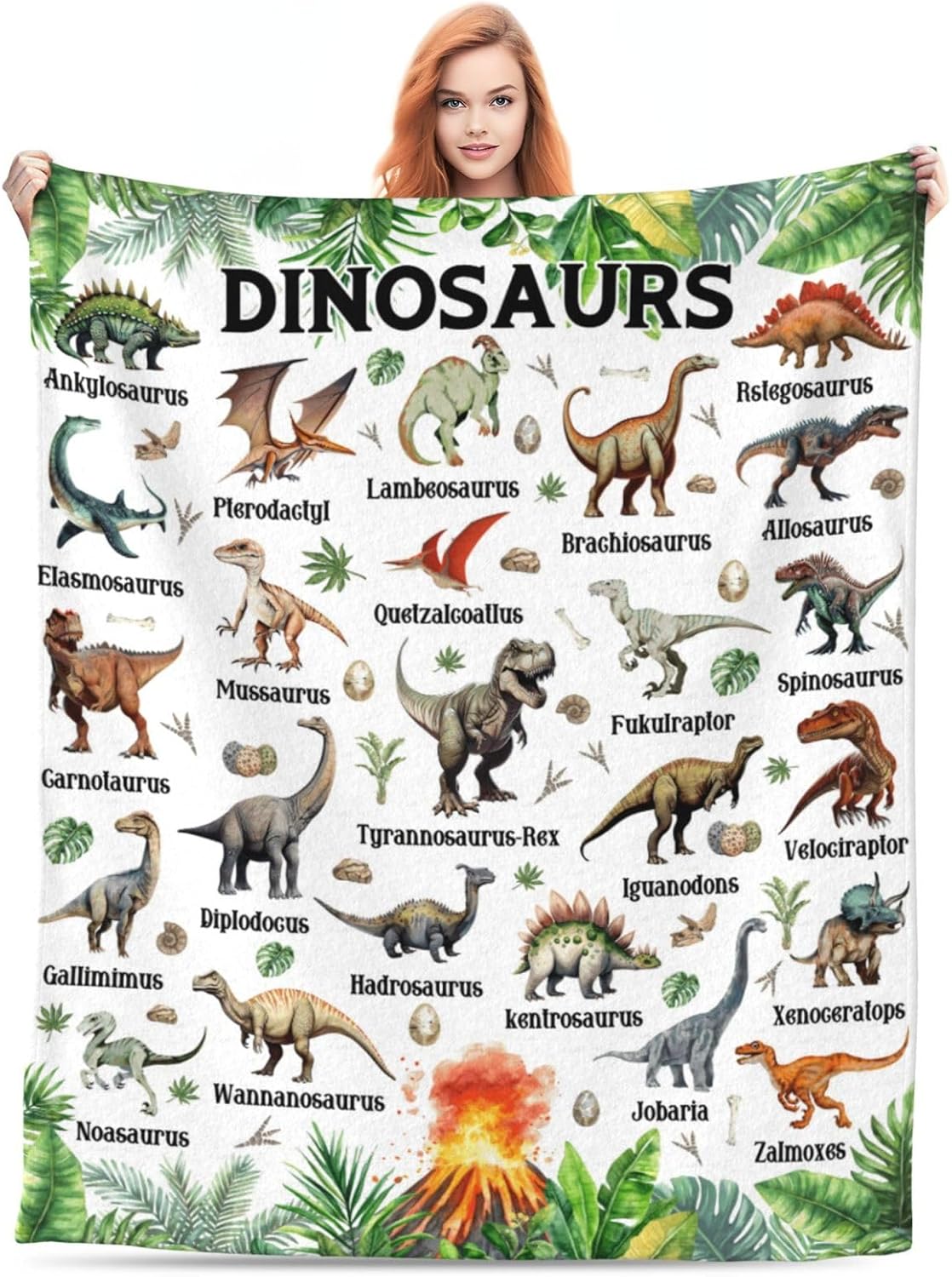 Dinosaur Blanket Gift for Boys Girls,Types of Dinosaurs Blanket Gifts Ultra Soft Dino Throw Decor for Couch Sofa Bedroom, Gifts for Dinosaur Lover for Birthday Christmas,40"x50"