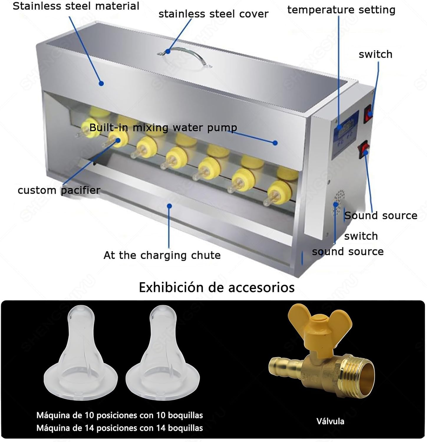 Automatic 15/20L Piglet Milk Feeding Machine,Automatic Constant-Temperature Heating with Leak-Proof Nipples,Simulates Sow Calls,Stainless Steel Piglet Lactation Feeder 20L