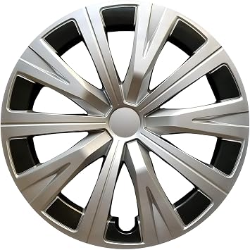 16" Wheel Cover Hubcap for 2018-2022 Toyota Camry, Single Replacement, 10-Spoke Silver & Black, Original Style, Snap-On ABS Plastic, Fits Factory 16 Inch Steel Wheels, No Logo