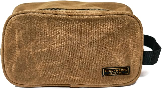 Readywares Toiletry Bag | Waxed Canvas Travel Dopp Kit for Men, Tan