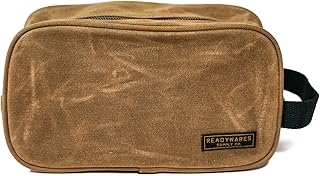 Toiletry Bag, Waxed Canvas Dopp Kit, Stylish and Durable Mens Shaving Kit Bag, Tan