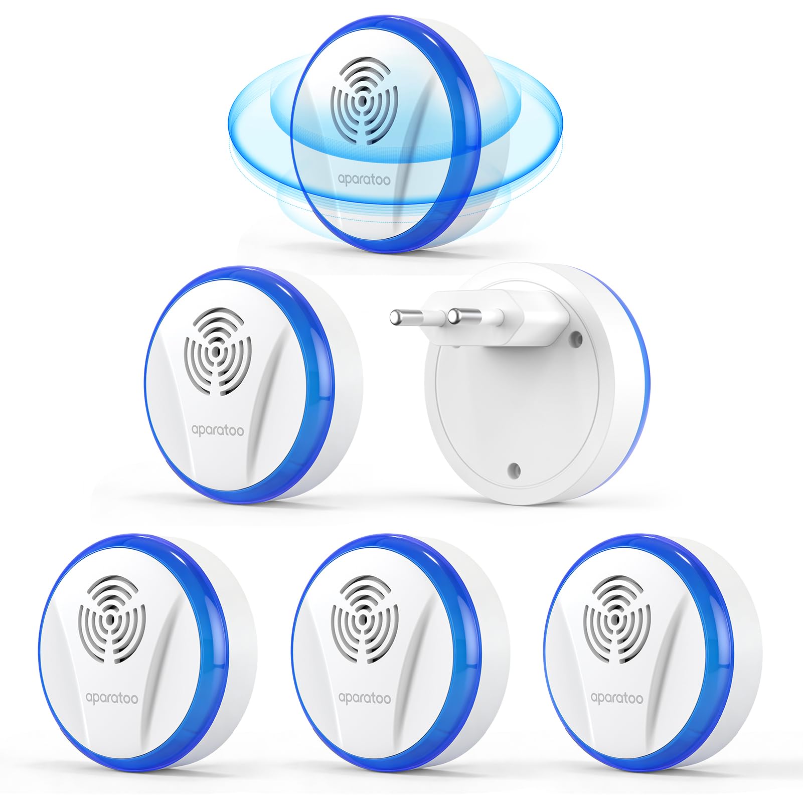 Ultraschall Schädlingsbekämpfer 6 Stück, Elektrisch Insektenschutzmittel Moskitoschutz Innenräumen Plug-in Pest Repeller für Mücken Mäuse Spinnen Kakerlaken Fliegen Wespen Flöhe