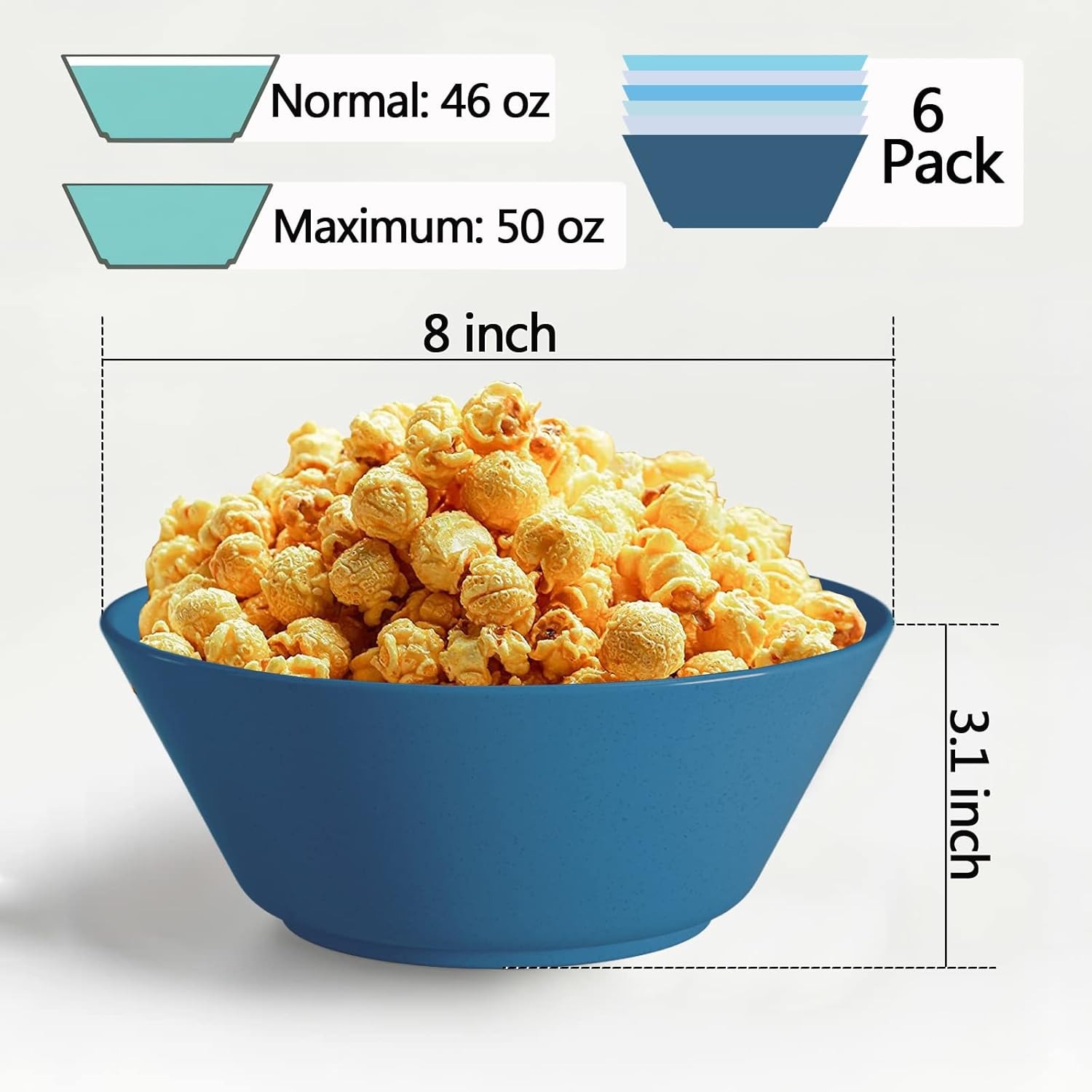 50 Oz Large Cereal Bowls, Unbreakable Wheat Fiber Salad Bowl Sturdy and Stackable Salad Serving Bowls Set, BPA-Free Microwave/Dishwasher Safe, Lightweight for Oatmeal, Snacks, Oatmeal, Snacks - Image 3
