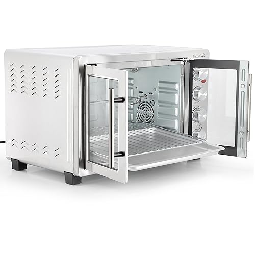 Miniatura 4 de MegaChef Horno Eléctrico de Convección para Mostrador de 47 Cuartos con Puerta Francesa, Asador Giratorio y Lámpara de Horno