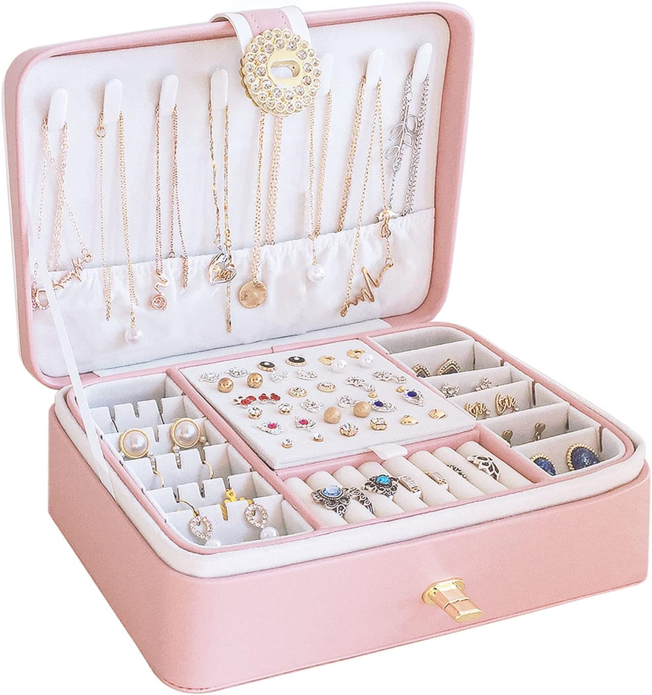 Jewelry Box Organizer, Two Layer Large Jewelry Storage Case