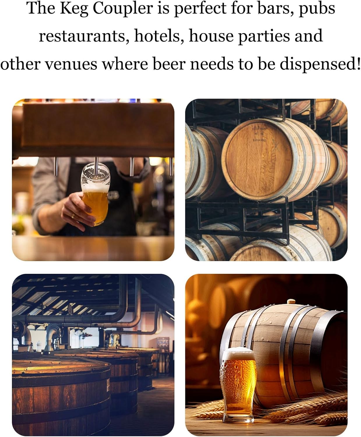 Keg Coupler G5/8 A System 304 Stainless Steel with Relief Valve Beer Keg Tap for Commercial Brewing