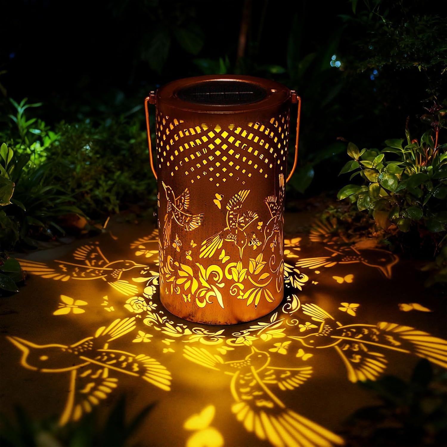 GPP Hummingbird Gift Solar Lanterns Outdoor Waterproof Sunflower Solar Lights Metal Outdoor Decor for Yard Patio Backyard Porch - Christmas Birthday Gifts for Women Mom Grandma Friends