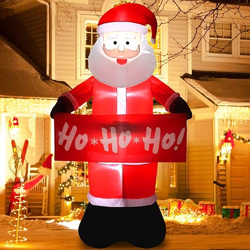Miniatura 2 de Buheco Decoraciones inflables de Navidad al aire libre, 7 pies de alto, Papá Noel inflable gigante inflable para decoración de patio de Navidad con