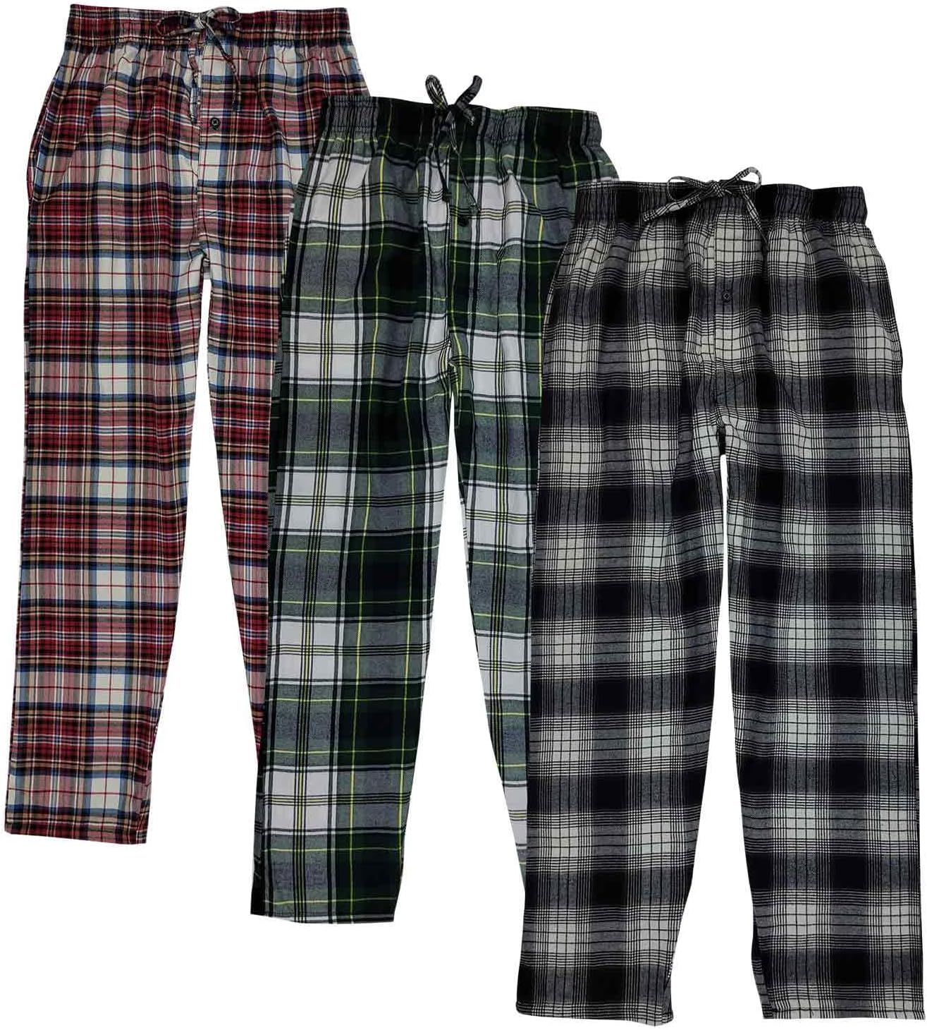 Different Touch 1/3 Pack Big and Tall Pajama Lounge Pants with Pocket Cotton Bottoms Sleepwear For Men