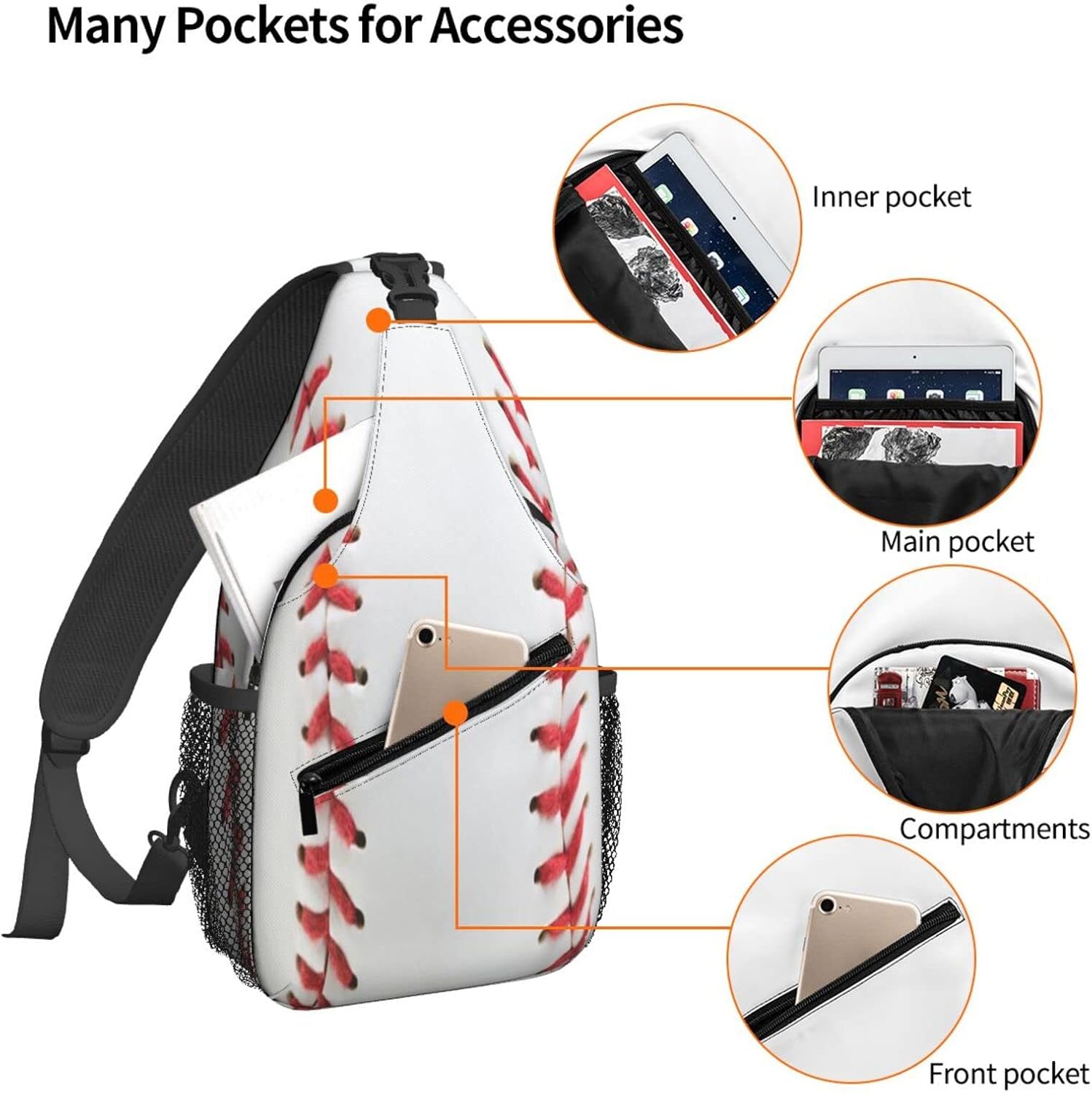 Famame Baseball Sling Backpack Chest Bag Crossbody Shoulder Bag Gym Cycling Travel Hiking Daypack For Men Women, Multicolor - Image 4