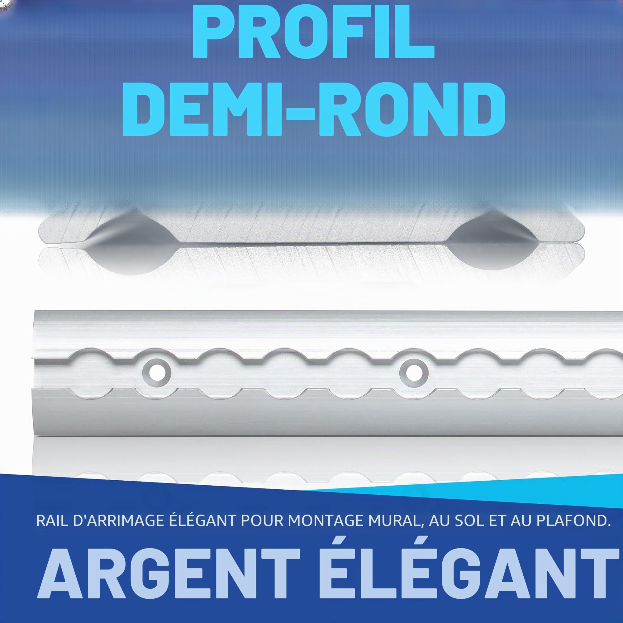 NTG 2 pièces de 2M. Rail Airlin avec 10 pièces de raccords en Aluminium de Forme Semi-Circulaire avec Trous sécurisation du Chargement pour Les camions et Les Camping-Cars Rail d'arrimage 1975mm