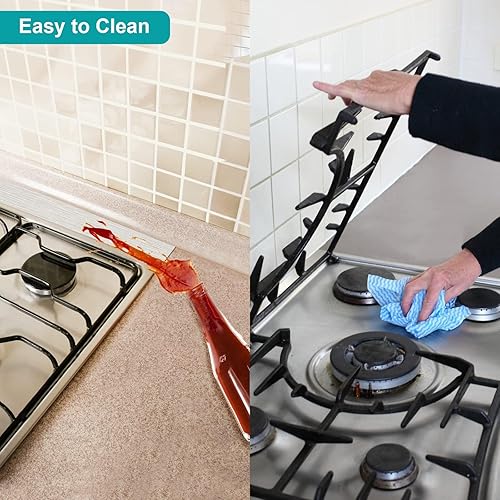 Miniatura 6 de Llenador de huecos para estufas de 30 pulgadas, kit de llenado trasero de rango deslizante  Protector contra salpicaduras de acero inoxidable para