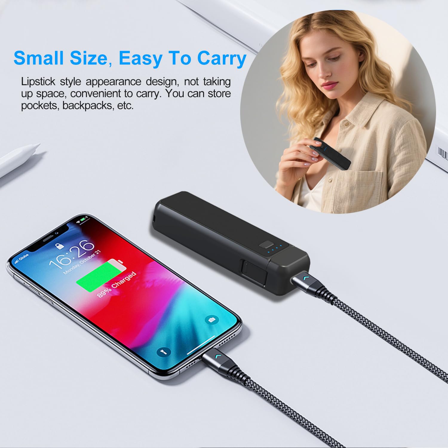 Suptig Uchwyt Uchwyt Ładowarka do akumulatora kompatybilna z DJI Pocket 3, Gopro, Insta 360, Akaso, Telefon, Aparat Cyfrowy