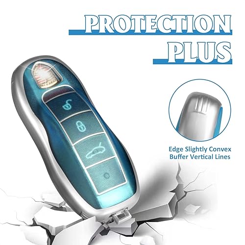 Miniatura 10 de Funda para llavero Porsche, funda de TPU suave premium compatible con Porsche Cayenne Panamera Macan718911918 Boxster Cayman (patrón de melocotón)