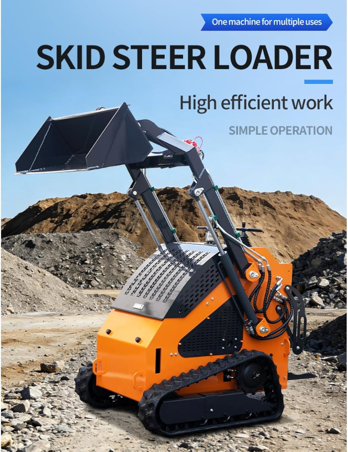 Mini Skid Steer Loader with Dual Pump and Dual Valve System, Track Skid Loader for Earthmoving Construction and Landscaping Work