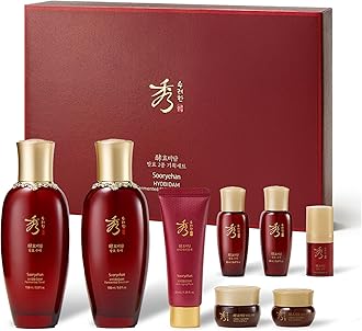 SOORYEHAN HYOBIDAM FERMENTED SKINCARE GIFT SET - Korean Skincare Gift Set, Luxury Premium High-end Revitalizing Toner, Emulsion Lotion, Essence, Cream, Cleansing Foam, Sheet Mask (400 ml / 13.52 fl oz
