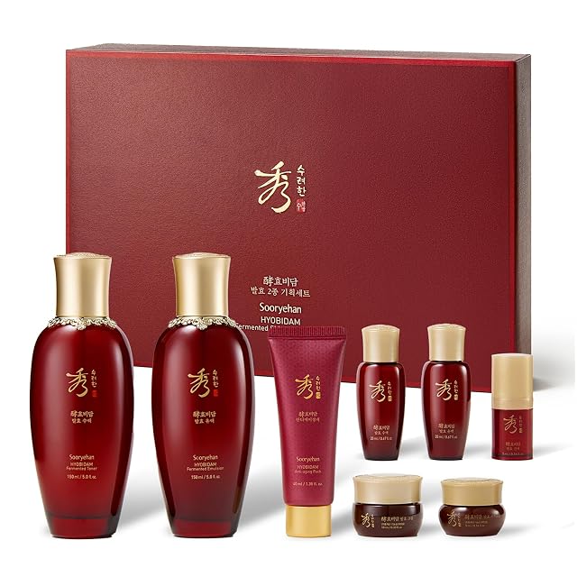 Sooryehan Hyobidam Fermented Skincare Gift Set with Wild Ginseng - Premium Korean Anti-Aging Skin Care Kit for Intense