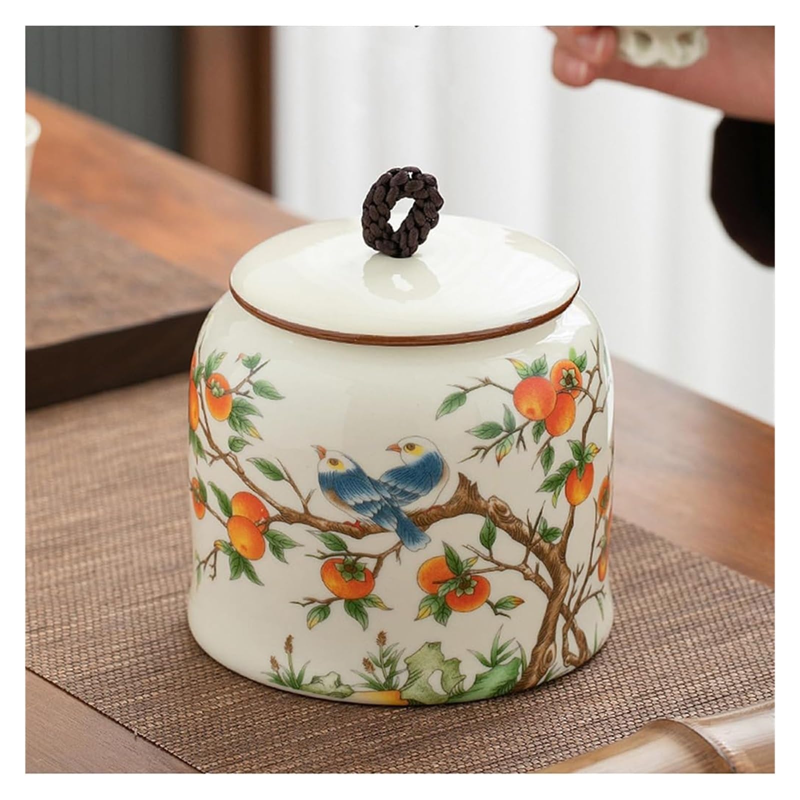 Pojemnik na herbatę z ceramiki Pottery Ceramiczny pojemnik na herbatę z pokrywką Vintage chińskie puszki puszka do kuchni herbata kawa salonu półka prezent D