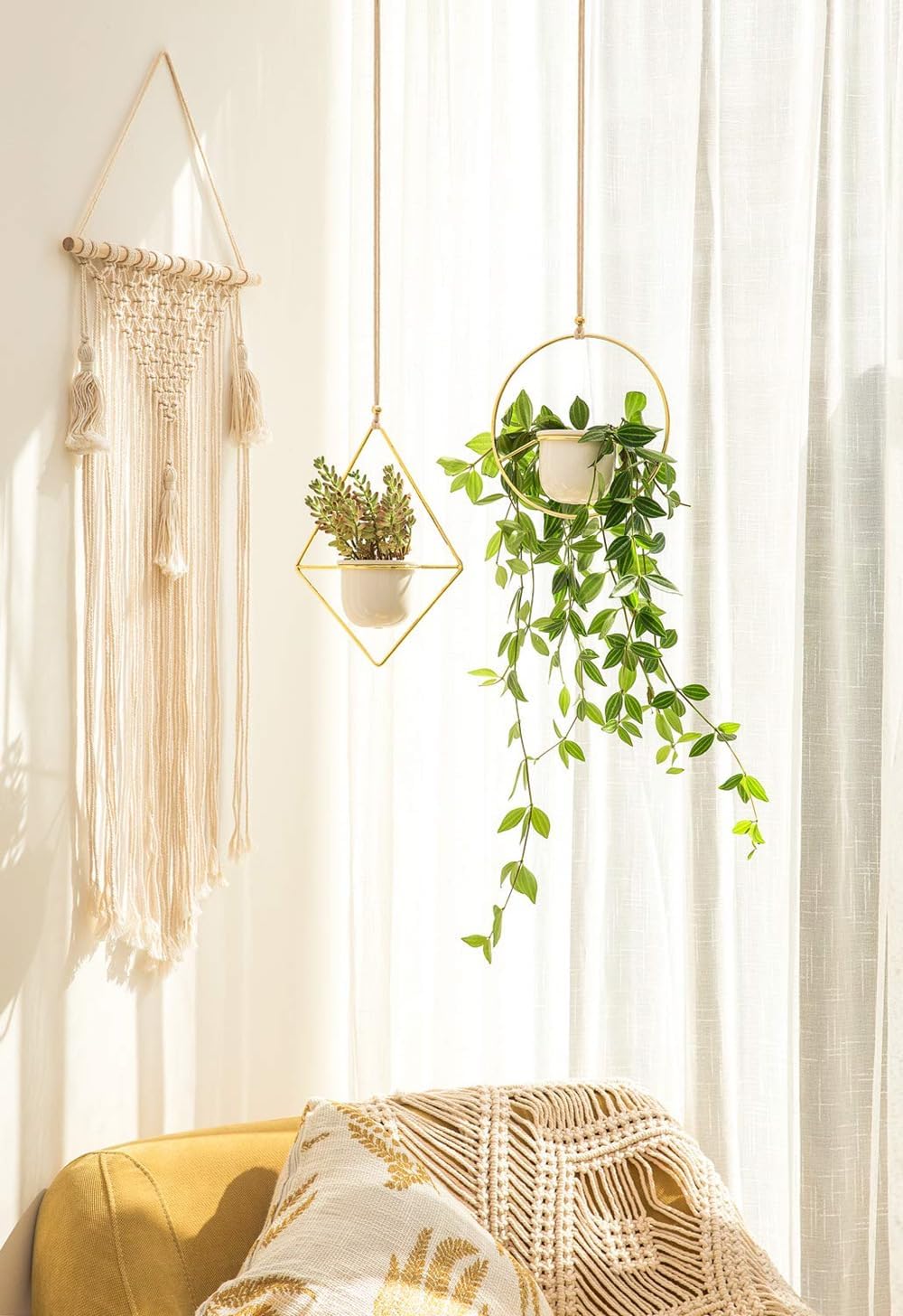 Macrame Hair Bow Holder Hanging Hair Clips Hanger Headband Storage Organizer Fringe Boho Wall Decor Tassels Bow Organizer for Room Ornament Decoration
