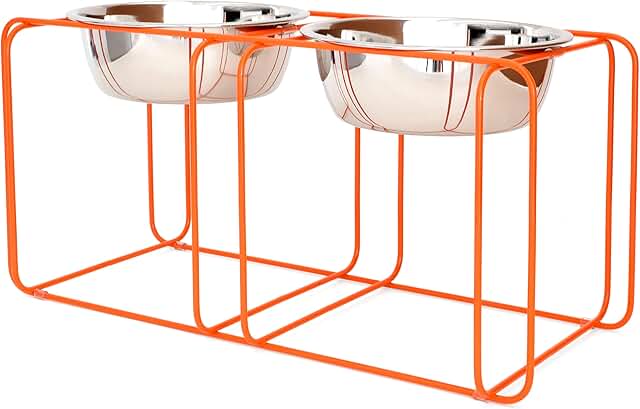 Wire & Dine Elevated Dog Bowls Stand for Medium & Large Sized Dogs - 2 S...