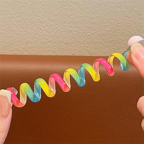 Miniatura 7 de Bandas de pelo de alambre de teléfono coloridas para niños, bandas trenzadas de alambre de teléfono, lazos de pelo en espiral, cable de teléfono