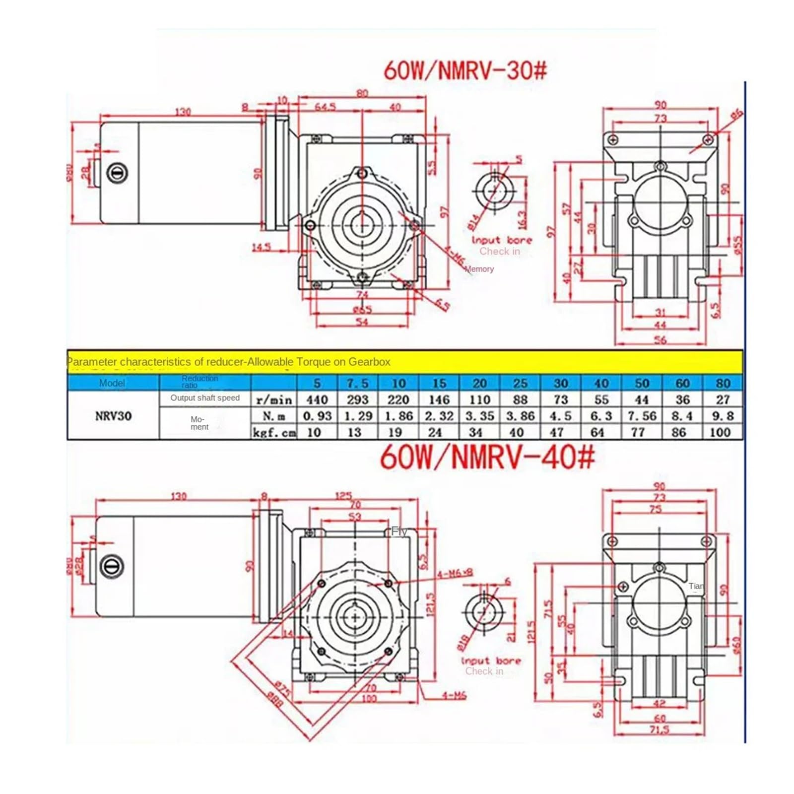 12V 24V 60W DC-Schneckengetriebemotor mit einzelner Ausgangswelle mit selbstsichernder, einstellbarer Geschwindigkeit für Boot, Auto, Ventilator, Haushaltsgerät(140RPM,RV40 24V)
