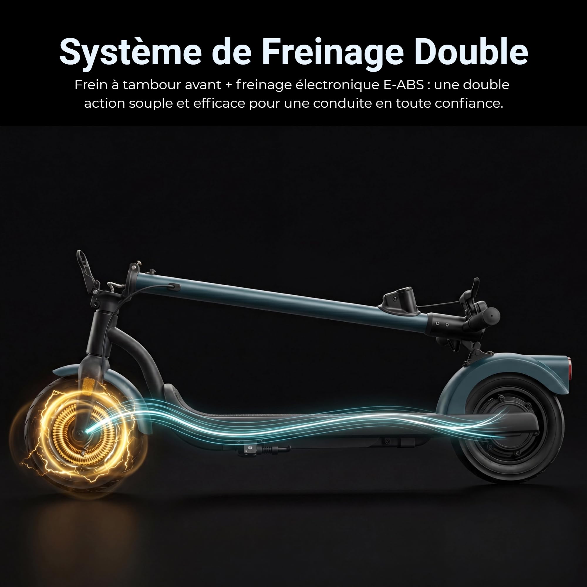 N5 Trottinette électrique 25 Km Autonomie Pneu 10" avec Chambre | Moteur 350W, Pente 18%, Double Frein, Traction arrière, Système BMS, Système TCS, Pliable, Légère 15,8 Kg, IPX4