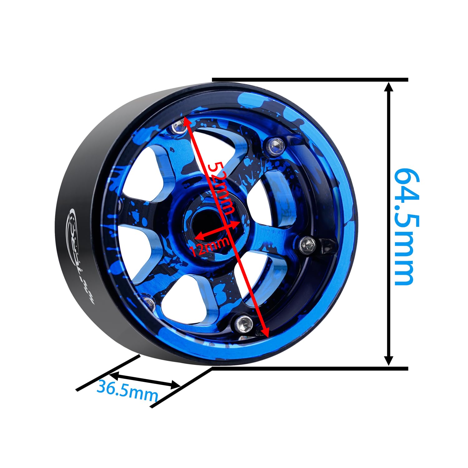 4PCS 1.9" Splash Anodized Aluminum RC Beadlock Wheels - High Mass Hubs For TRX4, SCX10, 1/10 Scale Crawler - View #4