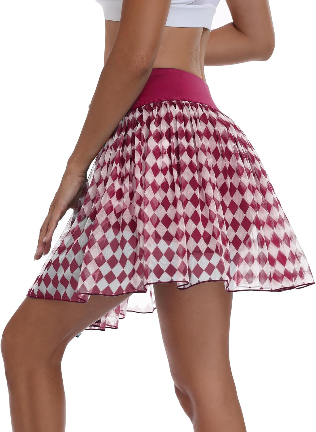 BLEVONH Mesh Skorts for Women Argyle Pleated Tennis Skirt with Shorts Underneath Mini Golf Skort Athletic Pockets - Image 4