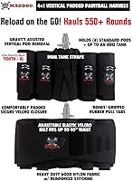Vista 2 de Maddog Paquete de arnés vertical de paintball 4+1 Cinturón de soporte para cápsulas de paintball con bolsa para hasta 88ci. Botella de tanque