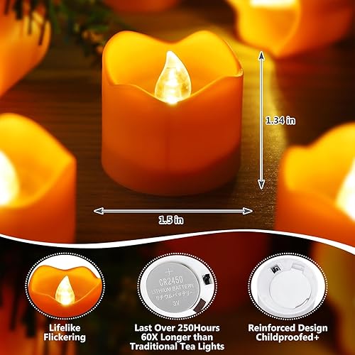 Miniatura 4 de Topstone Vela LED naranja de Halloween con temporizador de 468 H, vela sin llama de control remoto, velas falsas alimentadas por batería, vela