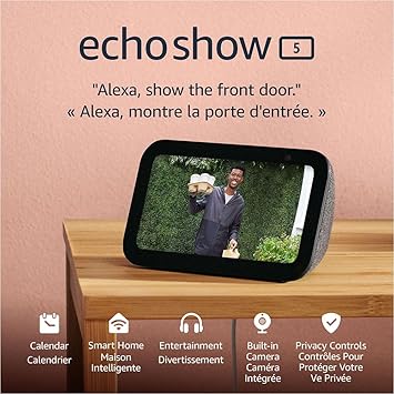 Amazon Echo Show 5 (Newest Model) - Smart Display with Alexa 5.5 inch, Deeper Bass, Midnight