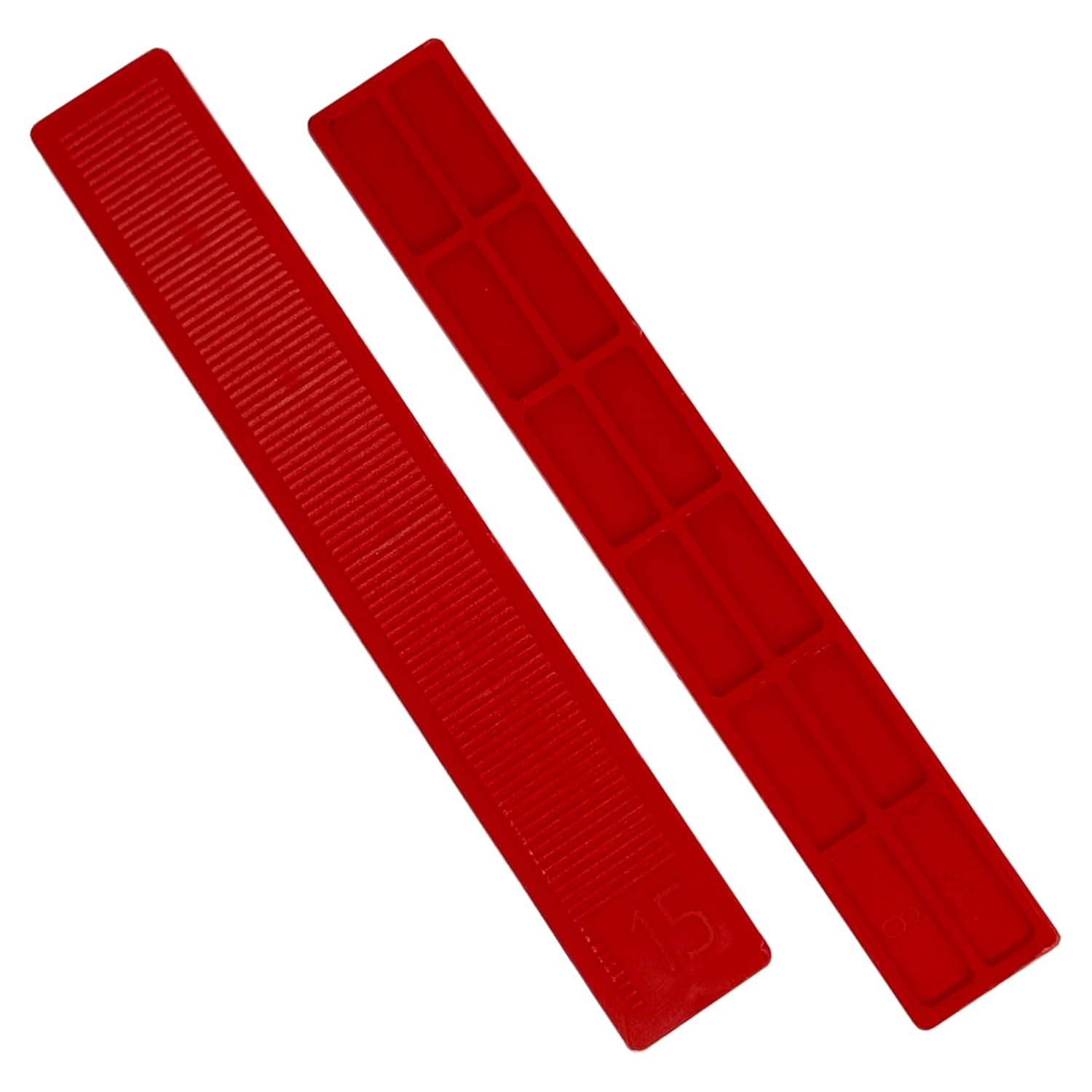 (Pack of 20) 3 mm Thickness (1/8") Plastic Shims, Glazing Blocks, Framer Spacers, Door & Window Packers, 15 x 100 mm, Red