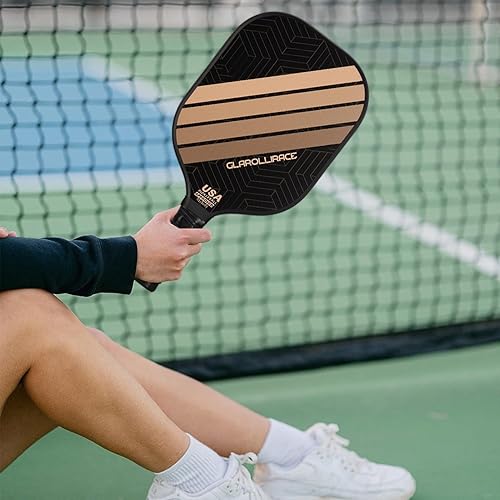 Miniatura 7 de Juego de 2 palas de pickleball 4 raquetas de pickleball aprobadas por USAPA, fibra de vidrio Superficie de fibra de carbono y núcleo de panal de