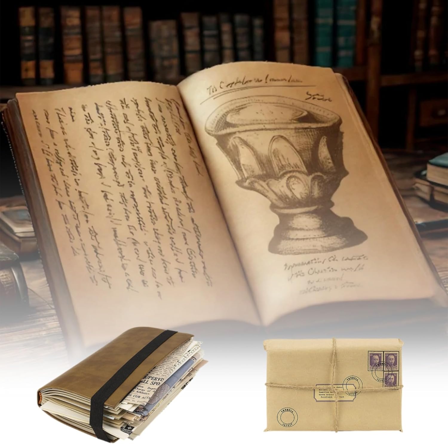Grail Diary Indiana Journal- Indiana Holy Grail Diary Props- Vintage Leather Movie Prop Replica Collectible Gift for Fans & Film Enthusiasts