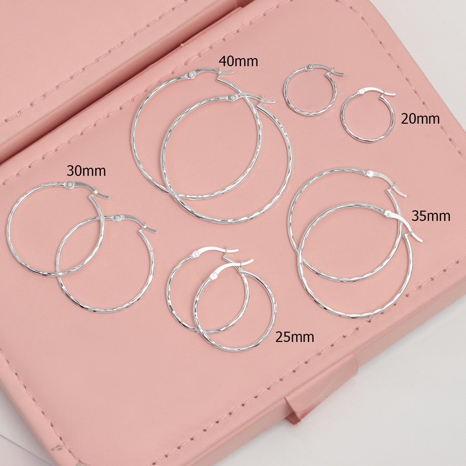 LeCalla 925 Sterling Silver Hoop Earrings for Women | Lightweight Classic Diamond-Cut Textured Hoop Earring | Women's Earring Hoops Size 20/25/30/35/40MM - Image 3