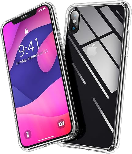 BANNIO Cover per iPhone XS iPhone X Custodia Vetro Temperato Cornice Paraurti Silicone Morbido per iPhone XS iPhone X Antiurti Antiscivolo AntiGraffio Protettiva Cover Case Trasparente