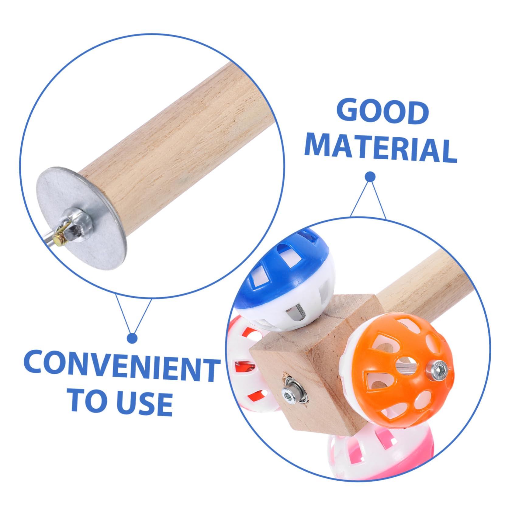 VANZACK 4piezas Percha para Aves con Bola Giratoria Juguete para Periquitos Accesorio De Jaula Barra De Madera Estación para Aves Pequeñas Fácil De Instalar y Limpiar Mejora El