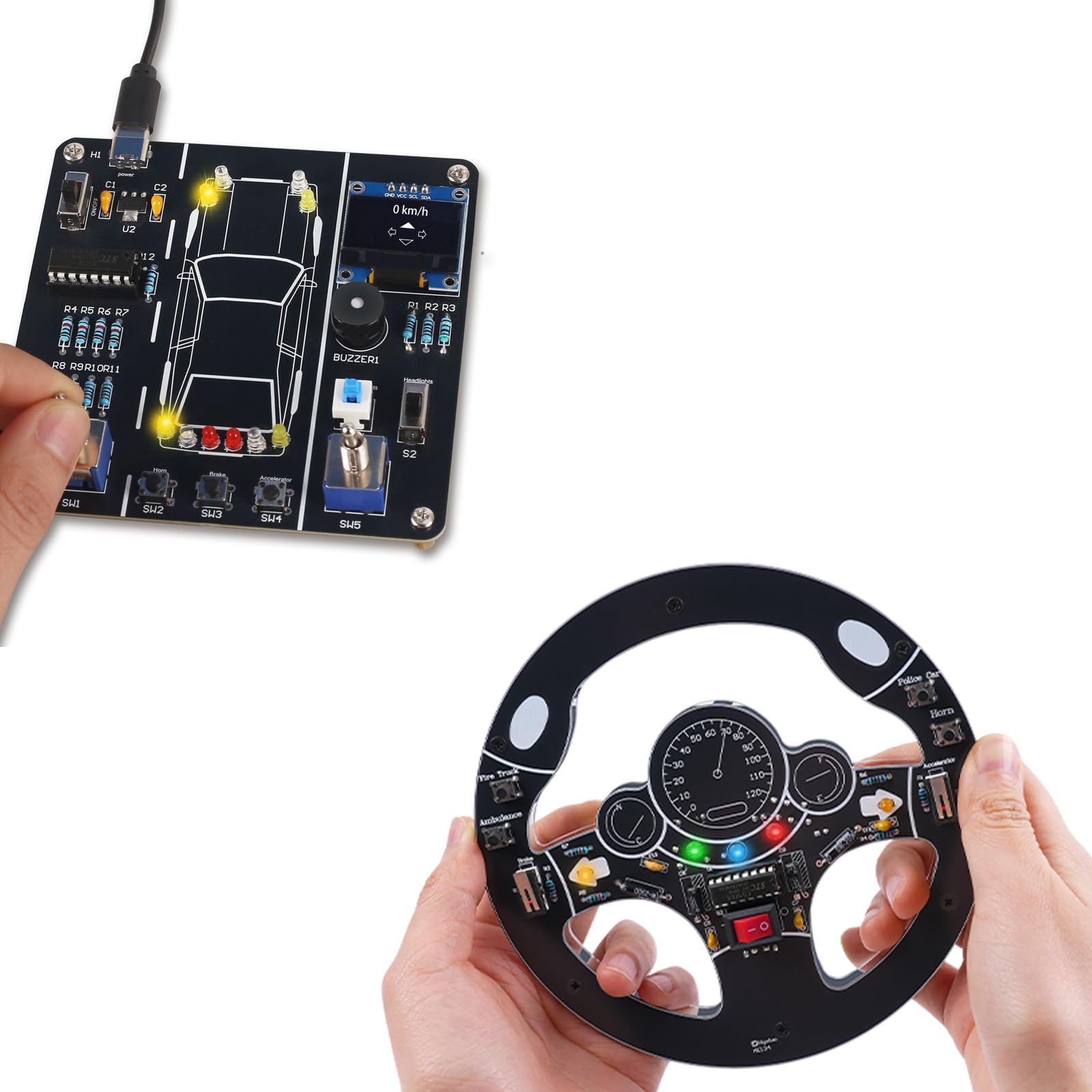 Fahrsimulator und Lenkrad Simulator Löt Bausatz, STEM DIY Elektronik Lötbausätze für Zuhause & Schule Löten Lernen