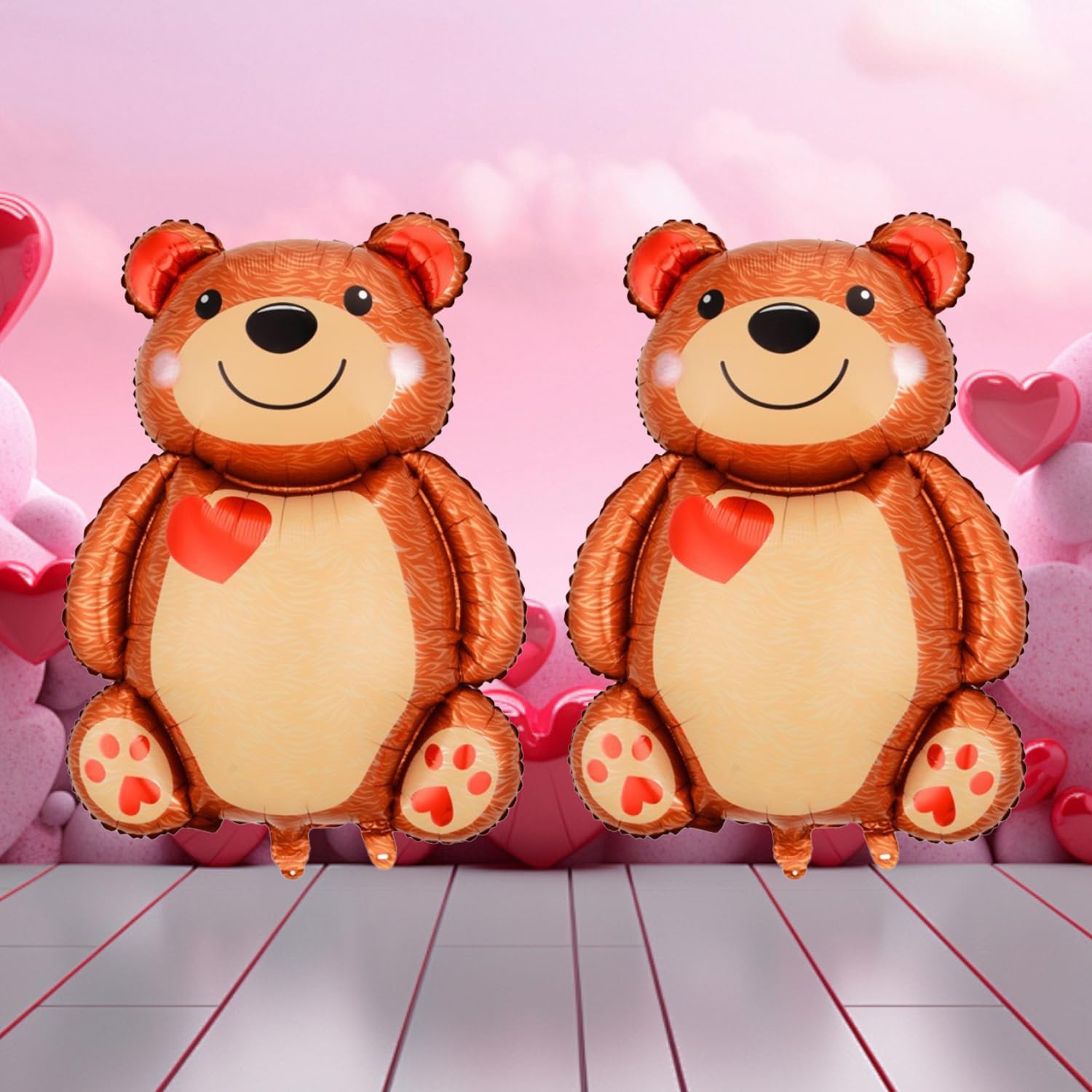 DVOFU 4Pieces Valentine's Day Bear Air-Filled Foil Balloon Love Red Heart Balloon Large Bear Valentine's Day Party Decorations for Boyfriend Girlfriend - Image 3
